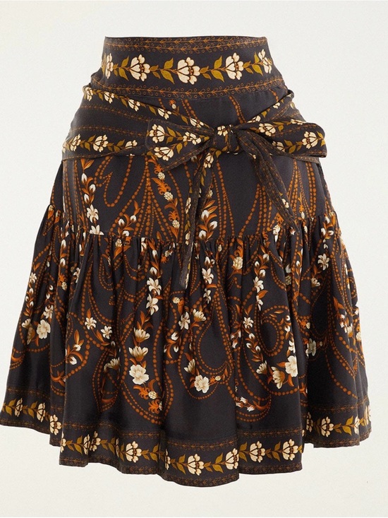 FARM Rio Dresses & Skirts - FARM Rio Black Garden Belted Viscose Mini Skirt